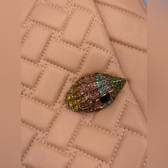 🆕 KURT GEIGER LONDON 🧿 NWOT Large Kensington Long Flap East West Bag, Peach - Picture 11 of 16